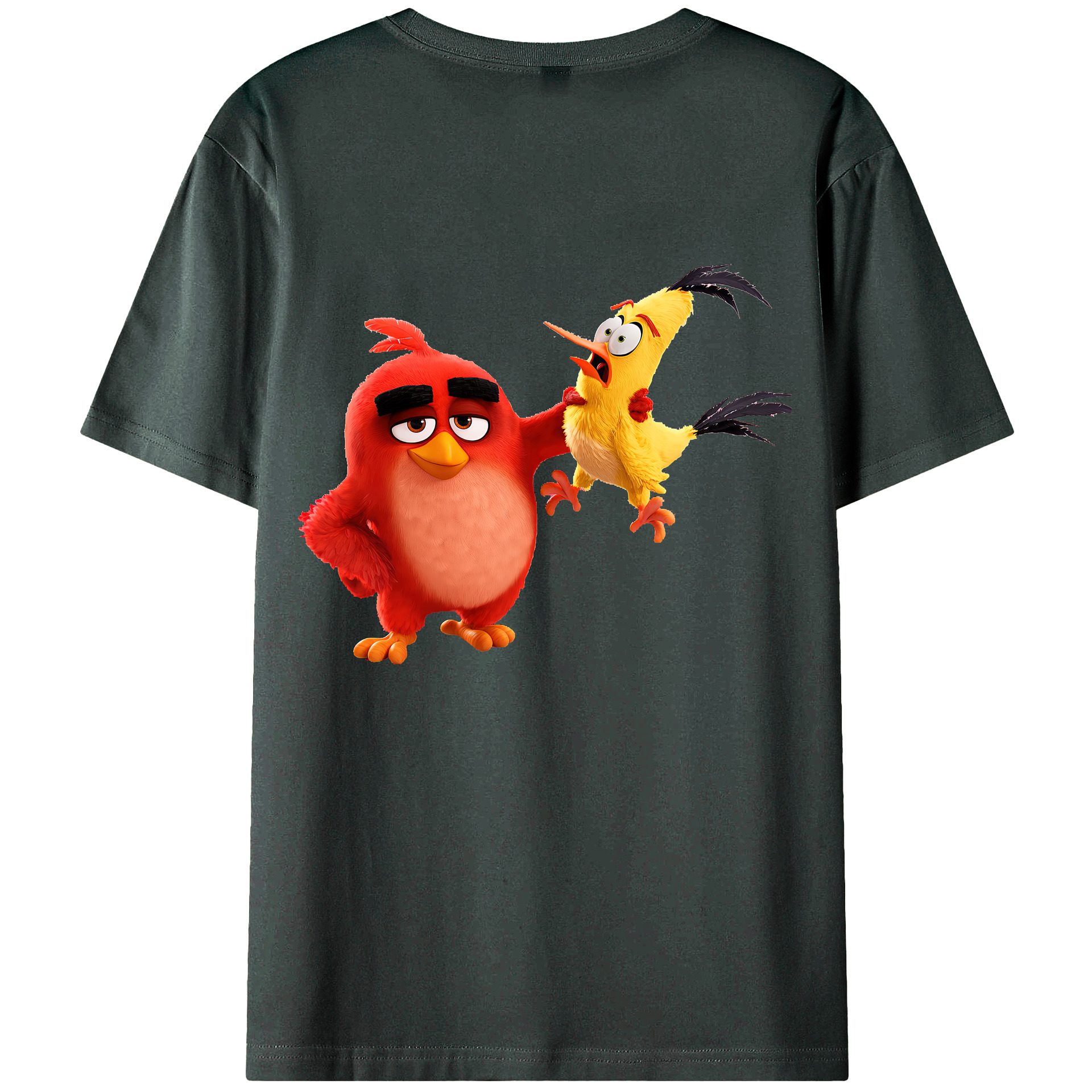 （画像用） Angry Birds アングリーバード 綿100％ メンズ半袖Tシャツ（バックプリント） 通気性